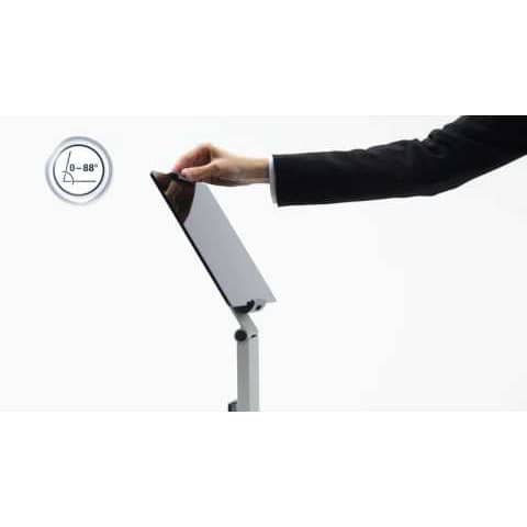 Porta tablet da pavimento DURABLE per tablet da 7'' a 13'' argento metallizzato 27x27x121,5cm - 893223